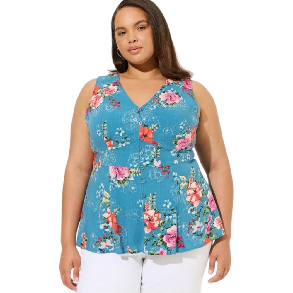 NWT Torrid Rayon Slub Button Up With Waist Detail Tank - Size: 10 (M/L)